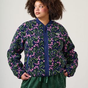 Cassie - Fleece Bomber Jacket in Tulip Swirl