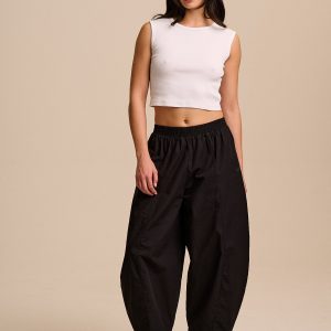 Obregon - Barrel Leg Cotton Trousers in Black